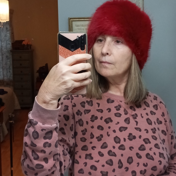 New Faux Fox Fur Headband Hat / Snood Red warm Ear Protecter - Picture 2 of 8